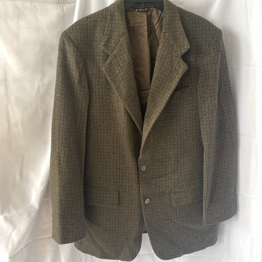 Mark Shale green houndstooth camel hair sports jacket